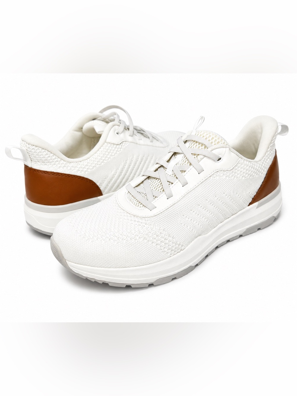 George Men’s White Knit Sneakers Size 12 Lightweight Comfort Walking Shoes